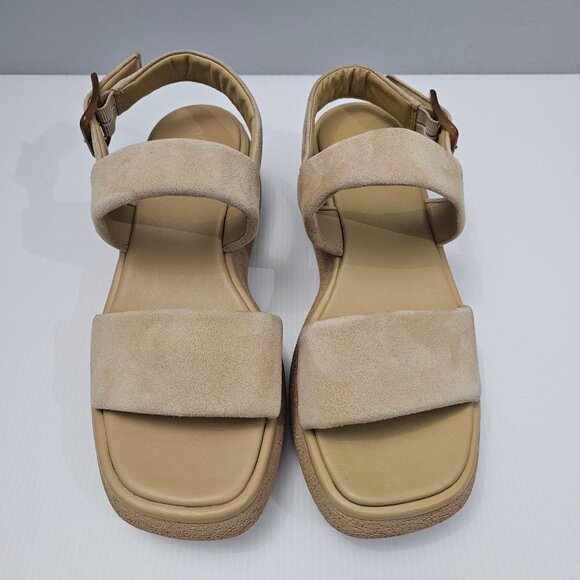 Vince Laguna Platform Slingback Sandal Womens 9.5 Blonde Suede Two Band NEW - Picture 4 of 13